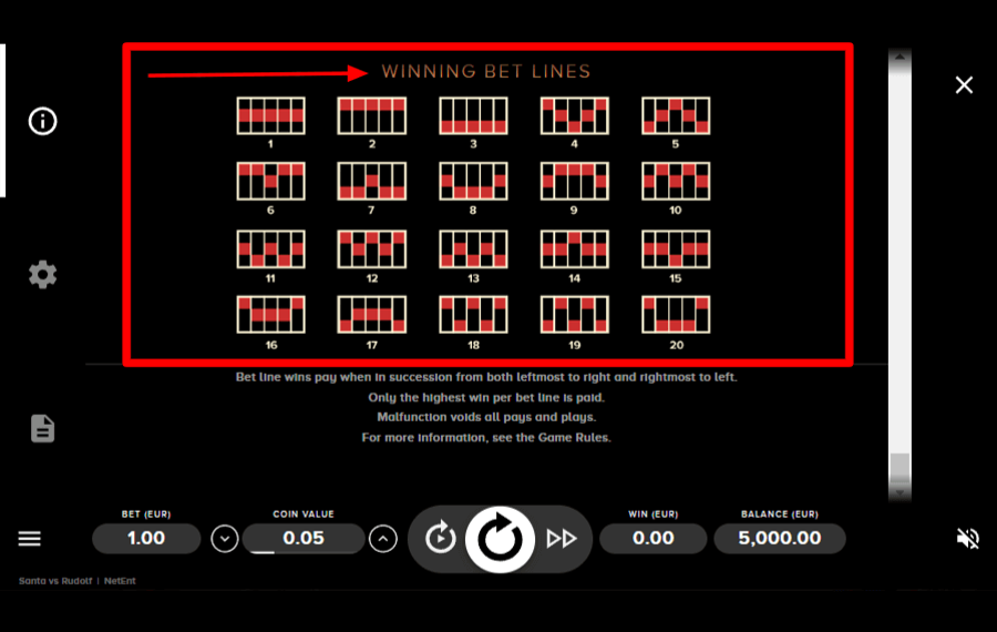 Santa vs Rudolf Scegli le linee di pagamento. 