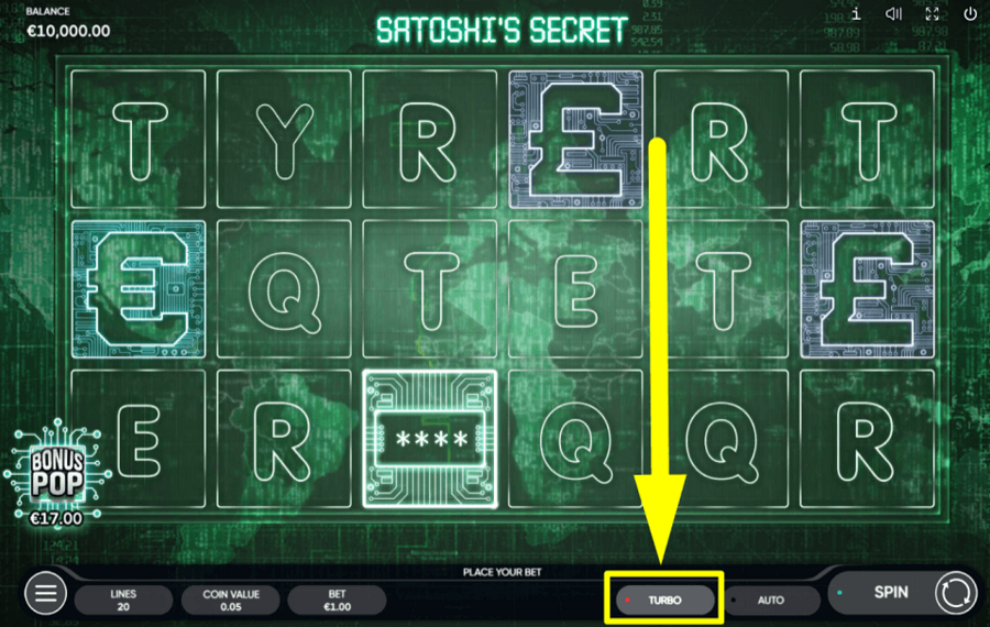 Satoshis Secret ENABLE TURBO SPINS.