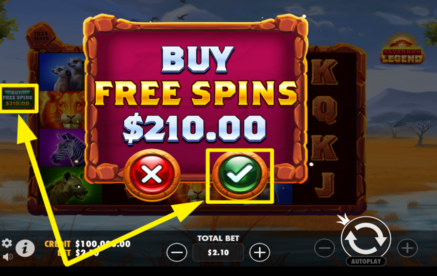 Savannah Legend PURCHASE FREE SPINS.