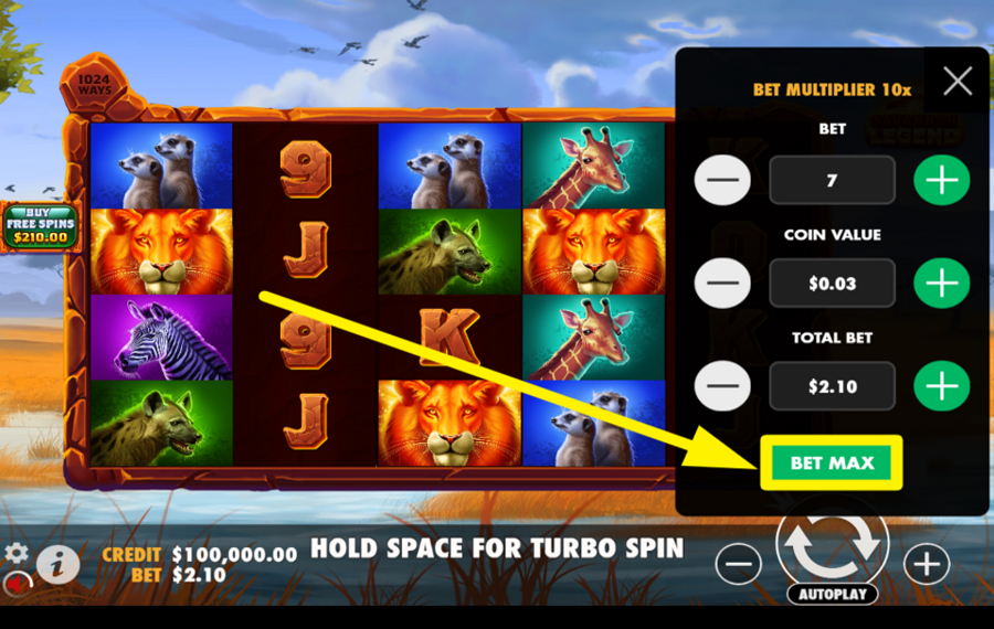 Savannah Legend HIT THE MAX BET AMOUNT.