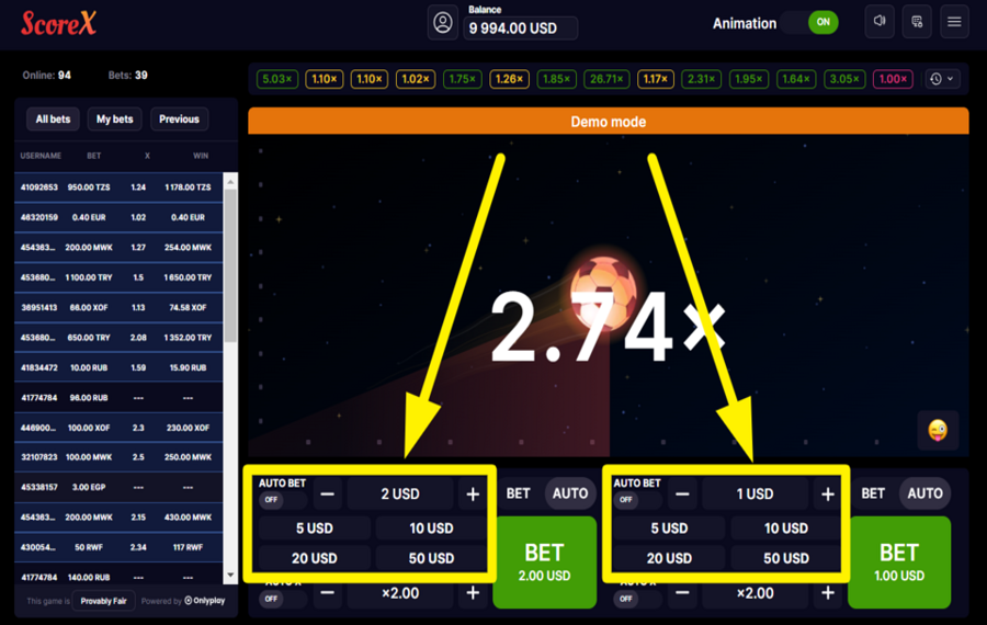 ScoreX PLACE YOUR BET.