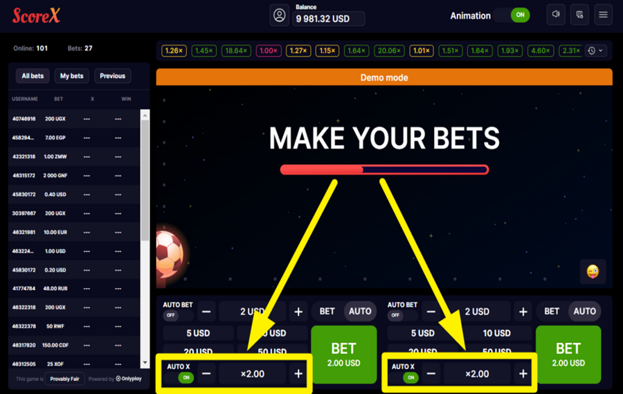 ScoreX ACTIVATE AUTO CASH-OUT.