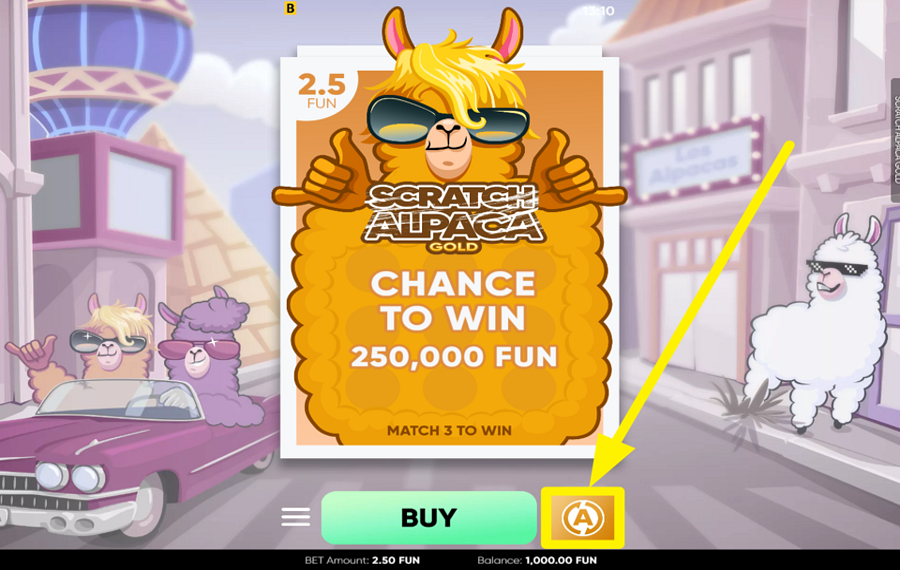 Scratch Alpaca Gold UTILISEZ LA FONCTION DE LECTURE AUTOMATIQUE.