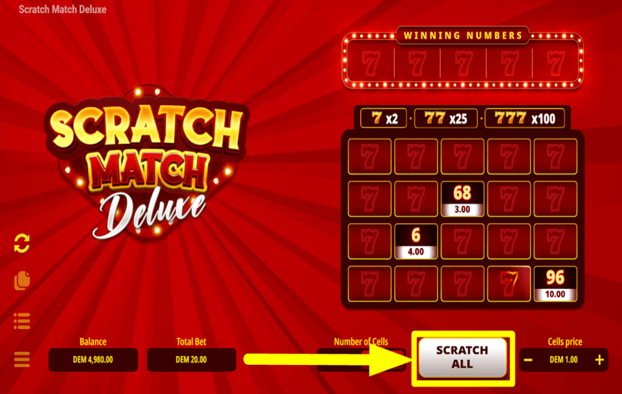 Scratch Match Deluxe TENTEZ VOTRE CHANCE.