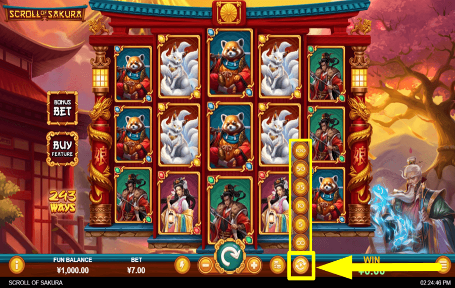 Scroll of Sakura SPIN AUTOMATICALLY.
