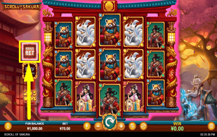 Scroll of Sakura SCORE WITH BONUS BETS.