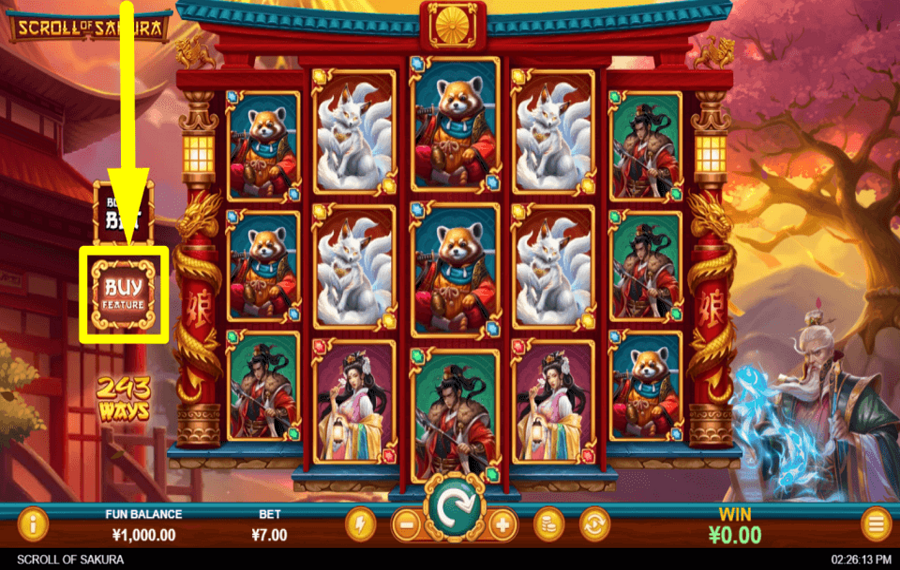Scroll of Sakura SEIZE FREE SPINS.