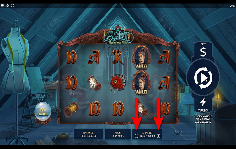 Seance Mysterious Attic Choose your bet amount