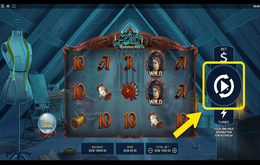 Seance Mysterious Attic Click/ Tap the “Spin” button