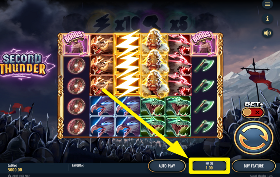 Second Thunder ВЫБЕРИТЕ РАЗМЕР СТАВКИ.