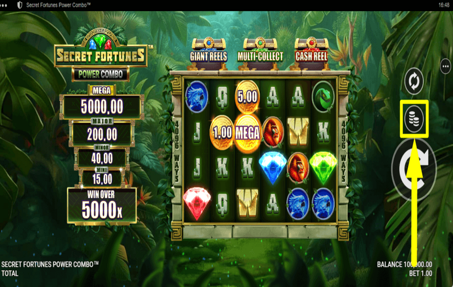 Secret Fortunes Power Combo BESTIMMEN SIE DEN EINSATZ.