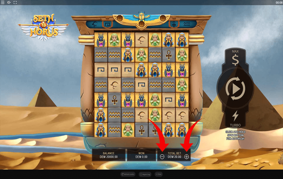 Seth vs Horus Choose your bet amount