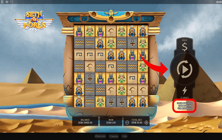 Seth vs Horus Using the optional “Autoplay” feature