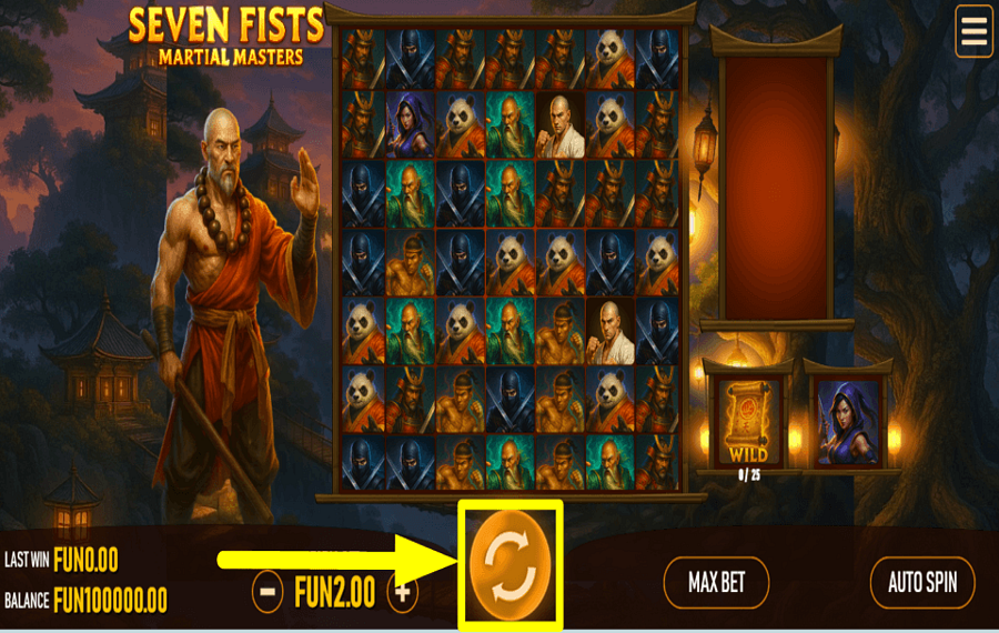 Seven Fists Martial Masters TEST YOUR LUCK.