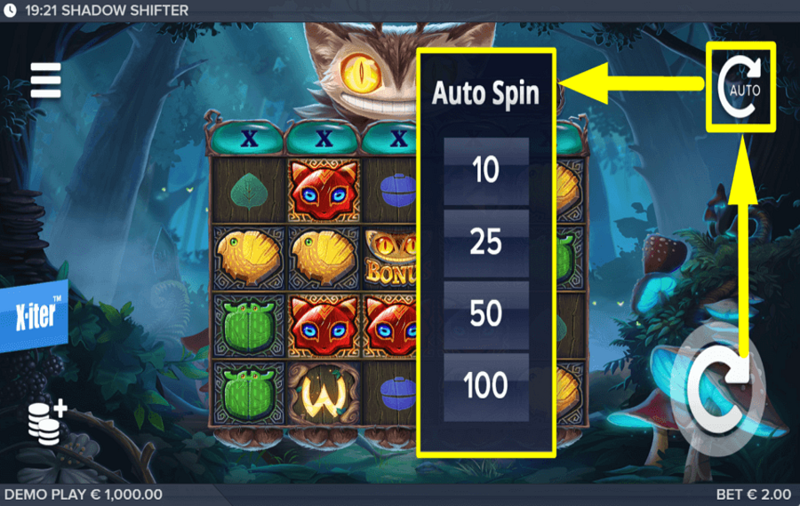 Shadow Shifter AUTOMATISCHE SPINS AUSFÜHREN.