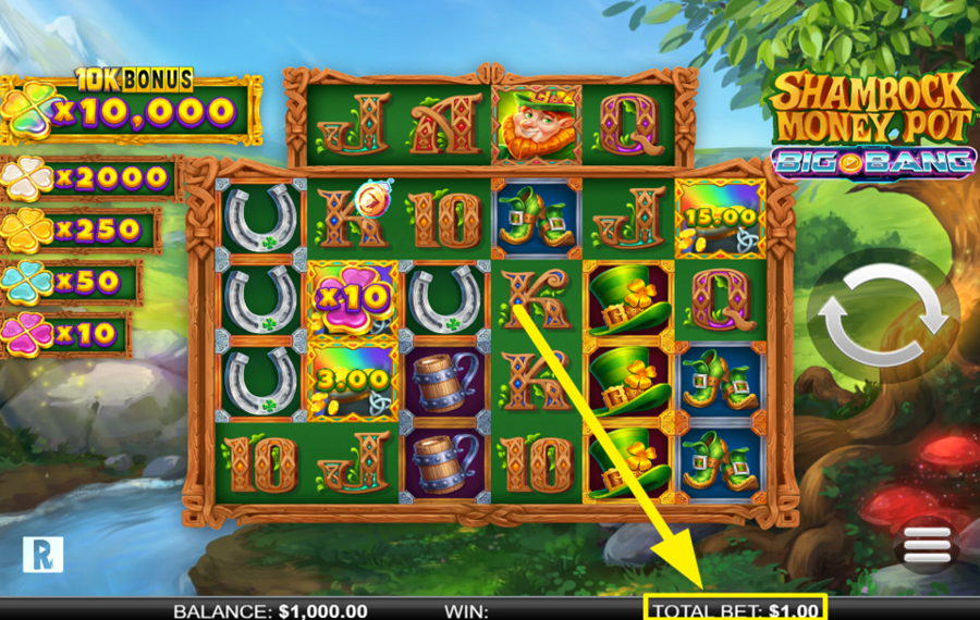 Shamrock Money Pot Big Bang SET A BET AMOUNT.