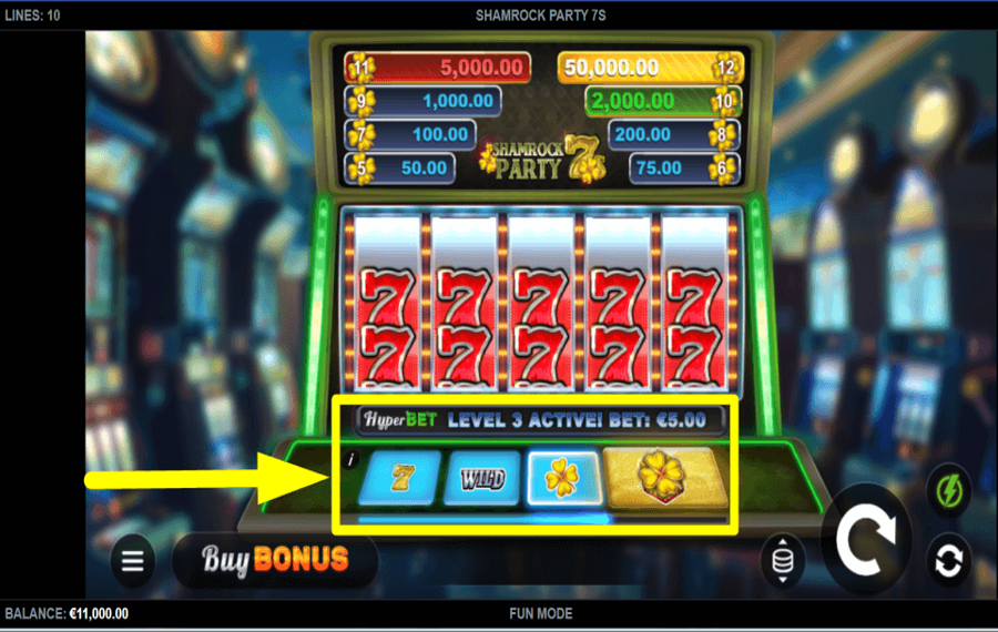 Shamrock Party 7s CONTROL THE HYPER BET.