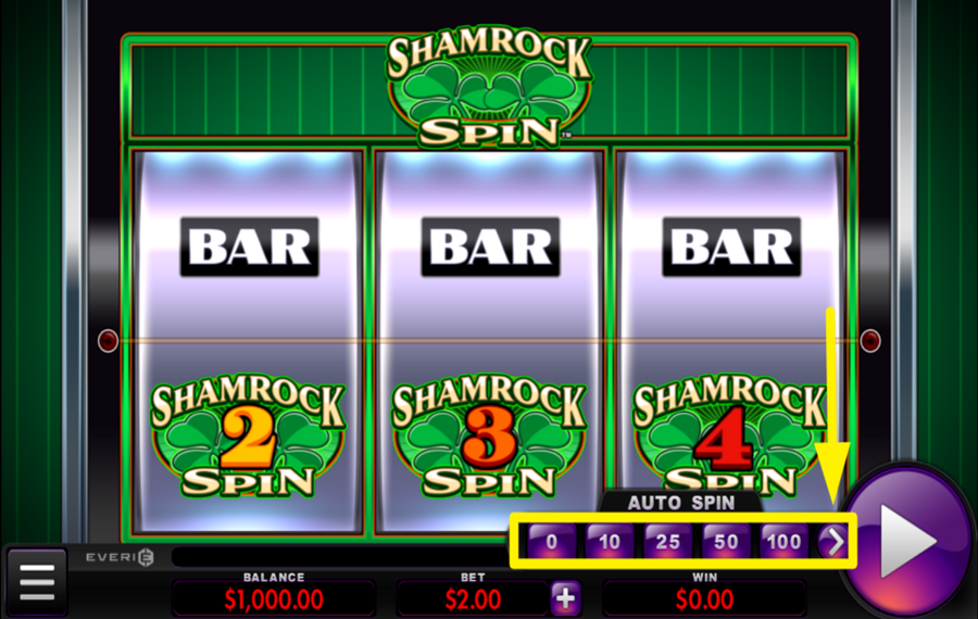 Shamrock Spin INIZIARE GIRI AUTOMATICI.