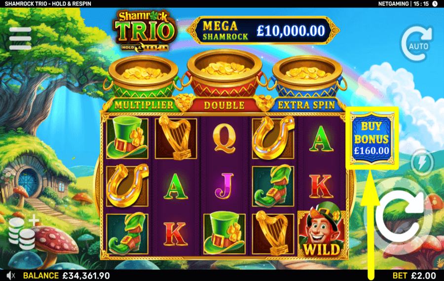Shamrock Trio Hold and Respin SHOP FOR BONUSES.