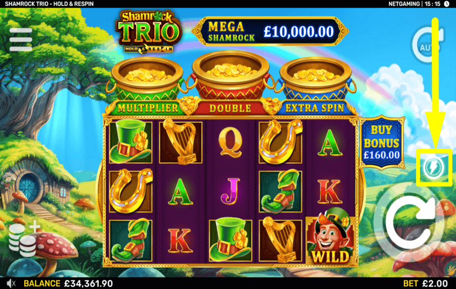 Shamrock Trio Hold and Respin SPEED UP THE GAME.