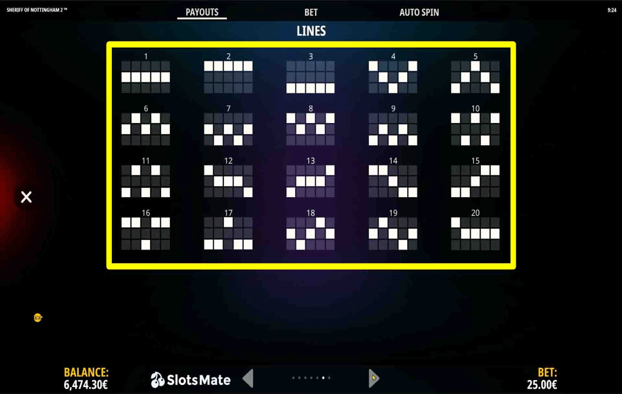 Sheriff of Nottingham 2 Scegli le linee di pagamento.