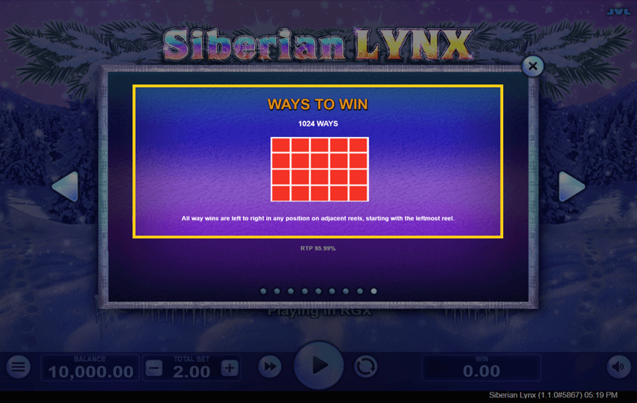 Siberian Lynx Select the number of paylines