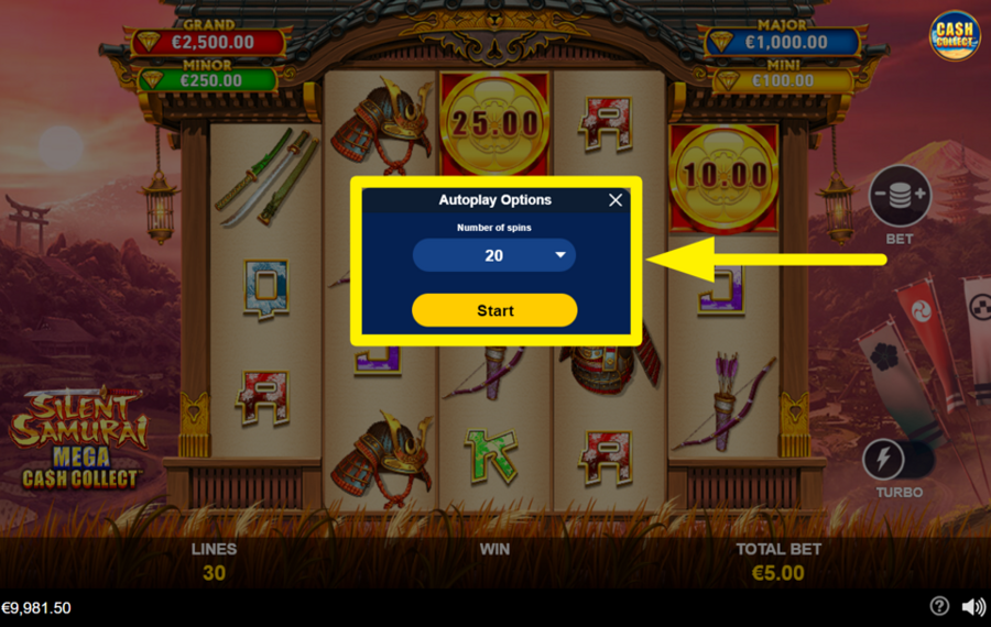 Silent Samurai Mega Cash Collect АКТИВИРУЙТЕ АВТОМАТИЧЕСКИЙ ОТЖИМ.