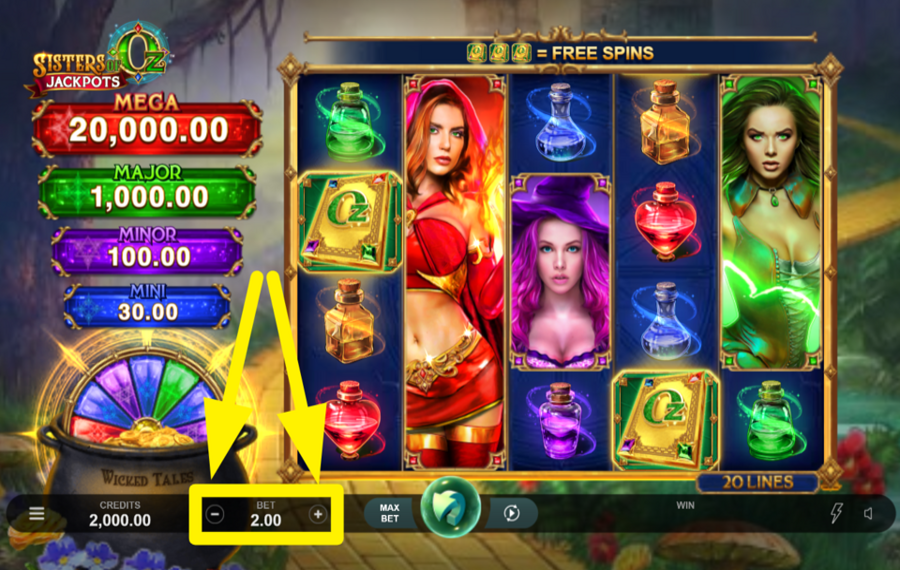 Sisters of Oz Jackpots DECIDE ON YOUR STAKE.