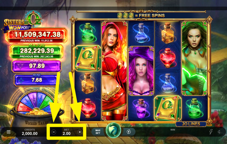 Sisters of Oz WowPot AJUSTEZ VOTRE PARI.
