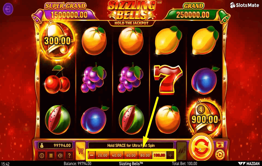 Sizzling Bells Elige el monto de tu apuesta. 