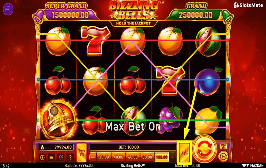 Sizzling Bells Usando el botón opcional “Volatilidad”.