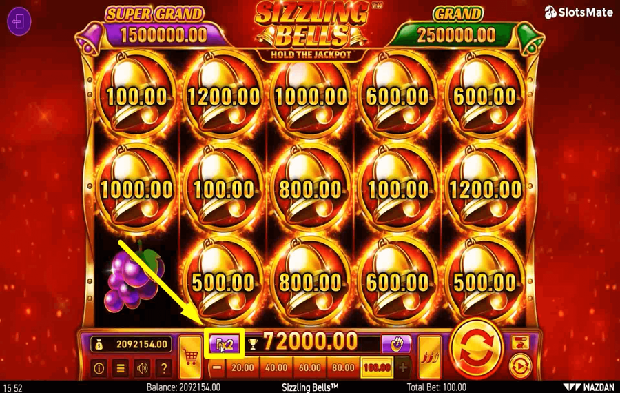 Sizzling Bells Usando la función opcional "Gamble".