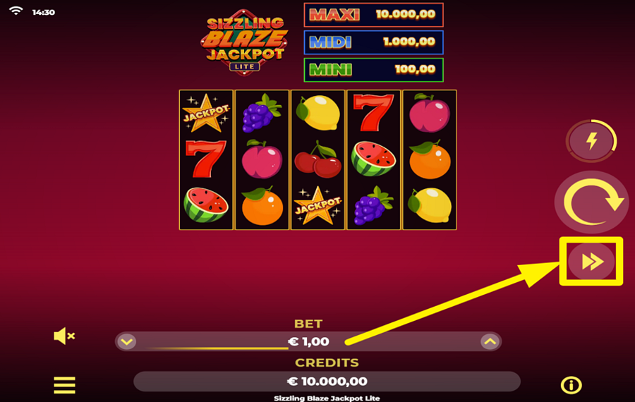 Sizzling Blaze Jackpot Lite DÉCLENCHEUR DE LECTURE AUTOMATIQUE.