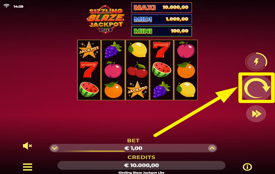 Sizzling Blaze Jackpot Lite TOURNEZ POUR LA VICTOIRE!