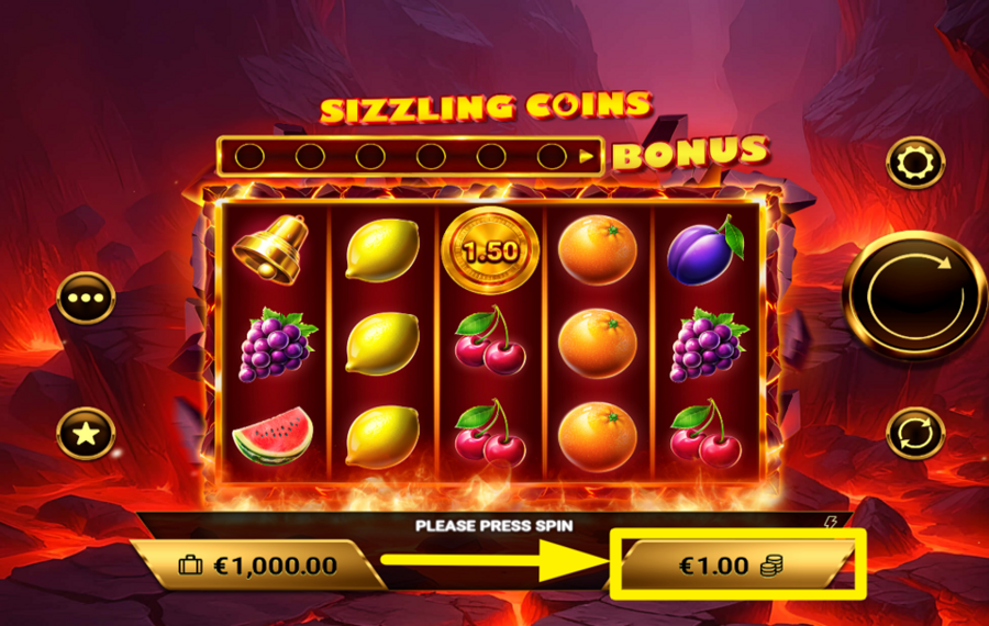 Sizzling Coins SET YOUR WAGER AMOUNT.