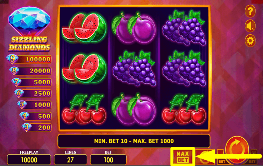 Sizzling Diamonds STAKE MORE CREDITS.