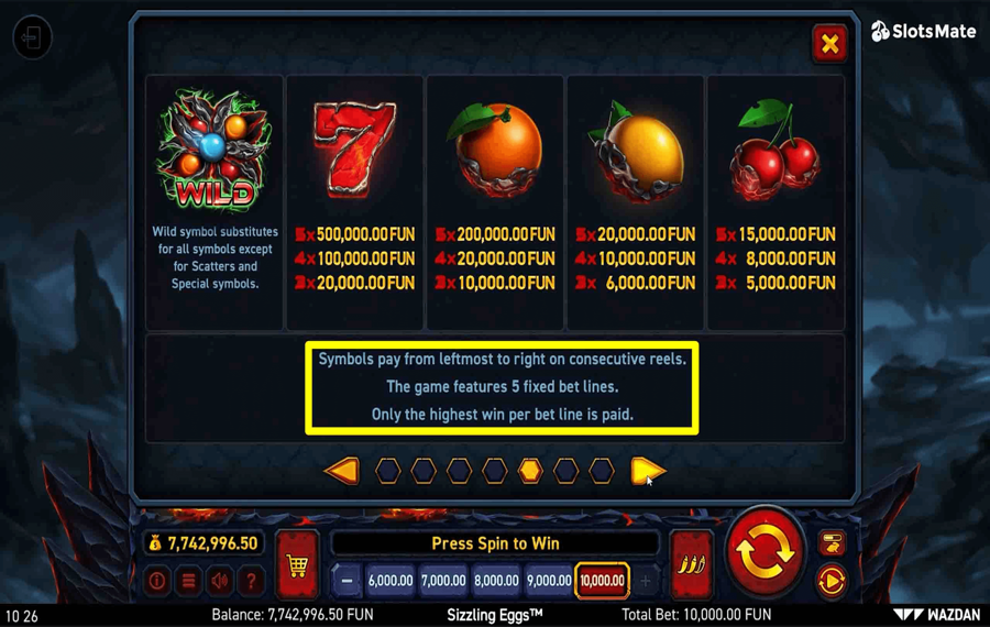 Sizzling Eggs Choose the paylines.