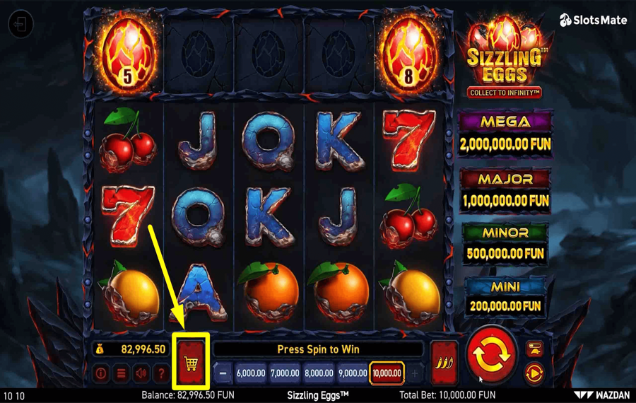 Sizzling Eggs Using the optional “Bonus Buy” feature.