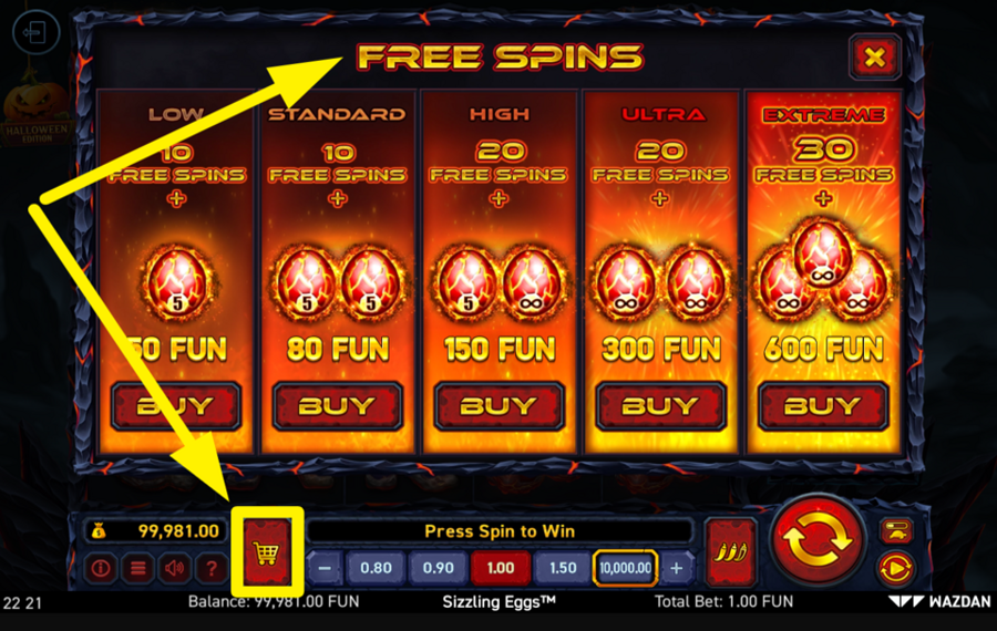 Sizzling Eggs Halloween Edition ACQUISTA GIRI GRATUITI.