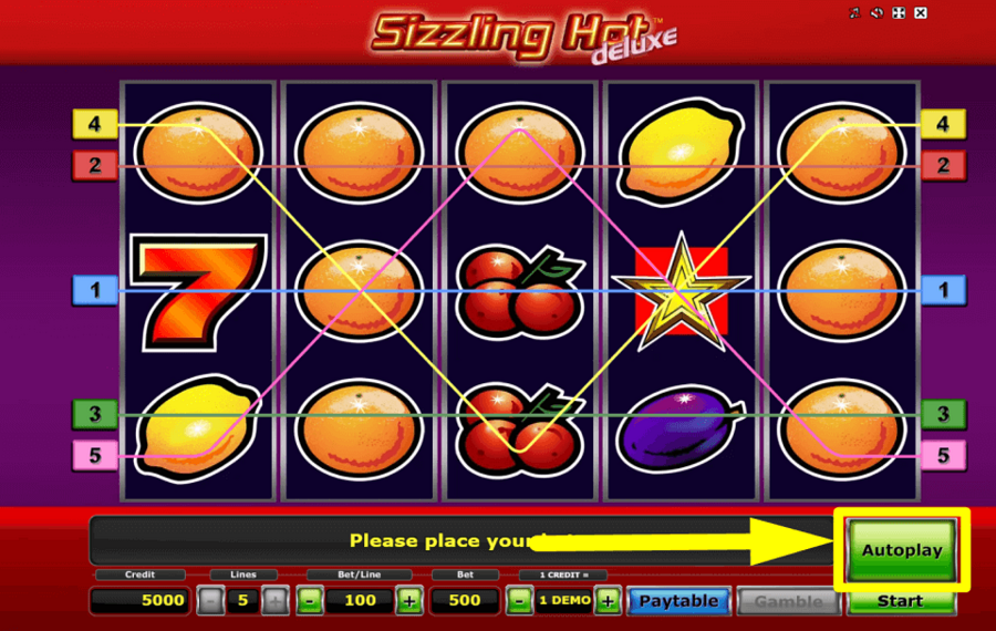 Sizzling Hot Deluxe TOURNE AUTOMATIQUEMENT.