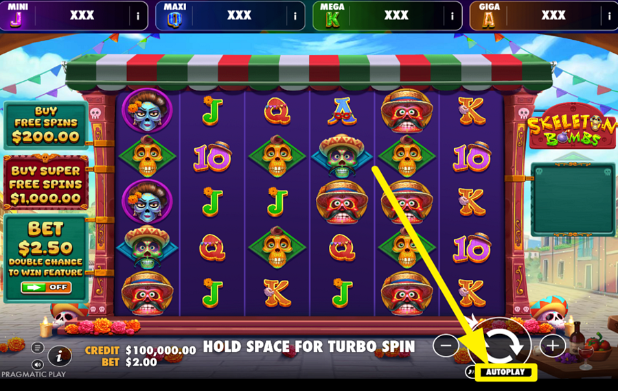 Skeleton Bombs Oranje Jackpot AUTOPLAY AKTIVIEREN.