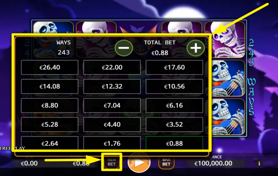 Skeleton Party ASIGNAR UN VALOR DE APUESTA.