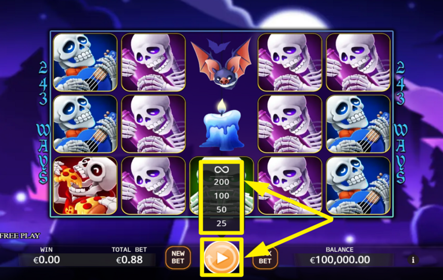 Skeleton Party INICIAR GIRO AUTOMÁTICO.