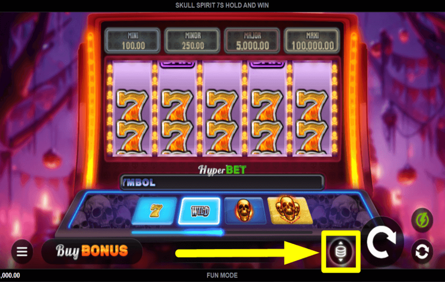 Skull Spirit 7s Hold and Win SET THE BET VALUE.