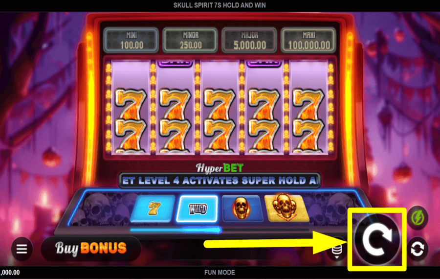 Skull Spirit 7s Hold and Win START THE GAME.