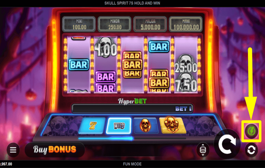 Skull Spirit 7s Hold and Win SPEED UP THE GAME.