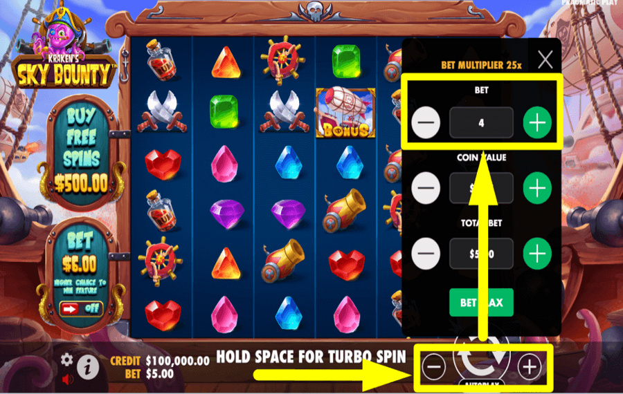 Sky Bounty SELECT THE BET VALUE.