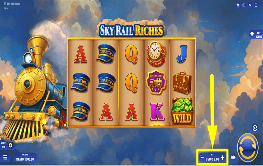 Sky Rail Riches ОПРЕДЕЛИТЕ СВОЮ СТАВКУ.