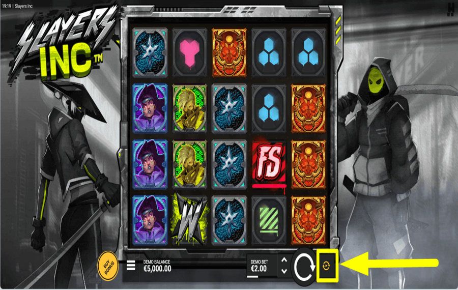 Slayers INC ENABLE AUTOMATIC SPINS.