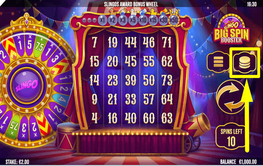 Slingo Big Spin Booster CHOOSE YOUR STAKE.